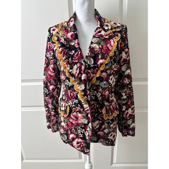 Celia B Sator Corduroy Floral Print Jacket In Multicolor - Picture 1 of 8
